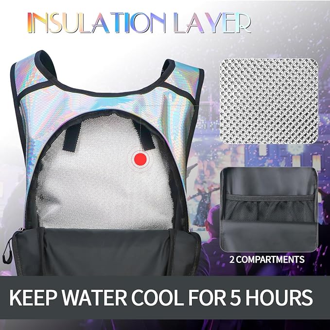 CITCAR Hydration Pack, Water Backpack with 3L Hydration Bladder Lightweight Insulation, Festival Essential, Rave Hydration Backpack, Hydropack Backpack for Rave, Hiking, Biking, Festival Gear