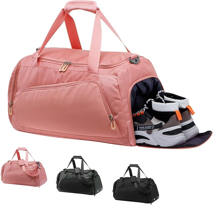 HUA ANGEL Waterproof Gym Duffel Bag for Men Women with Shoe Compartment for Travel Fitness Workout Football Pickleball Tenis