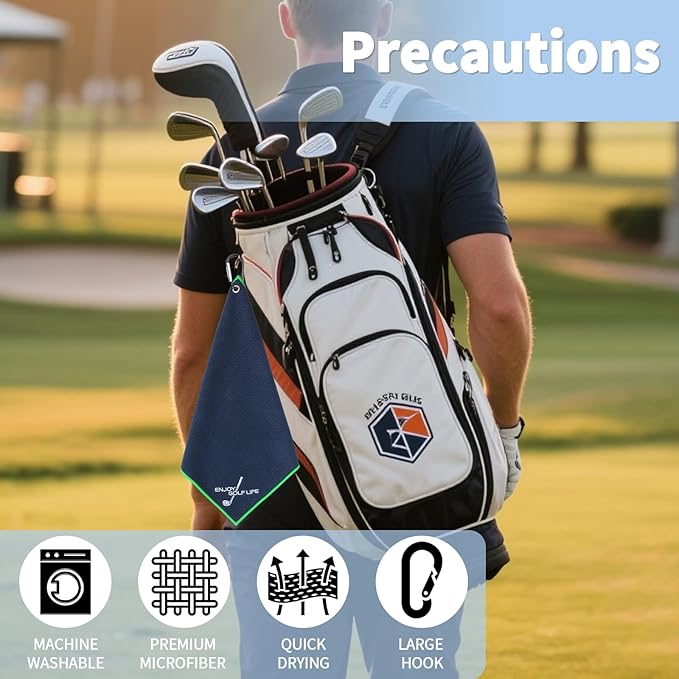 3 Pack Golf Towel(16" X 16"), Top-Tier Microfiber Super Absorbent Golf Towels for Golf Bags, Premium Waffle-Pattern Embroidered with Carabiner Clip, Golf Accessories (3 Classic Colours)