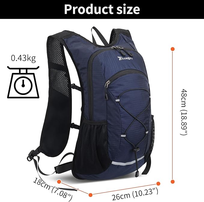 BiYiYun 15L Small Hiking Backpack Lightweight Hydration Backpack for Men Women, Warterproof Hiking Daypack for Travel Cycling