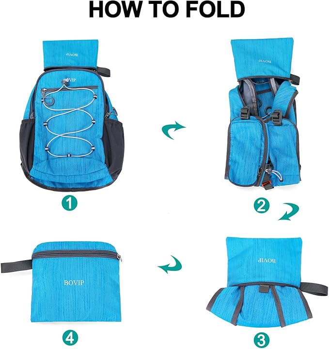 BOVIP 20L Hiking Backpack Lightweight Packable Hiking Daypack Small Travel Outdoor Foldable Shoulder Bag Blue