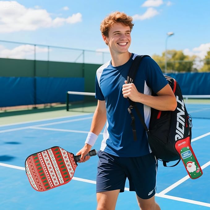 Pickleball Ball Holder - 1 Pc Pickle Ball Storage Bag, Portable Tennis Pouch with Hook for Fence, Premium Neoprene Material Bottle Holder, Pickleball Accessory Black Red Green Yellow Color