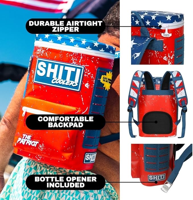 SHITI Coolers Cooler for Camping, Travel, Beach, Soft Lunch Box for Food, Drinks & Ice, Portable, Waterproof 24 Hr Insulated Bag with Shoulder Straps, Customizable