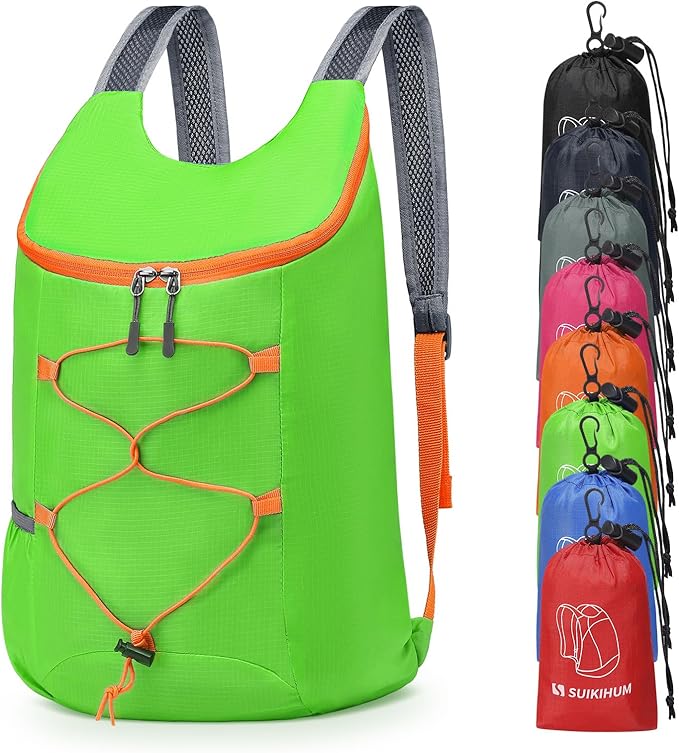 20L Hiking-Daypack Lightweight Foldable Travel Packable Backpack for Camping Cycling Outdoor, Green