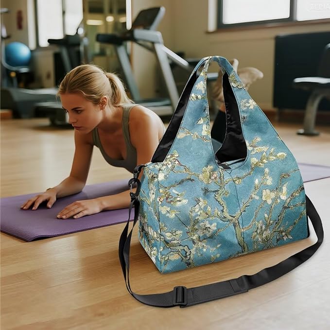 ZCFYGDX Yoga Gym Bag with Removable Adjustable Shoulder Strap, Shoe Compartment & Top Yoga Mat Holder 17.72x8.66x9.84in