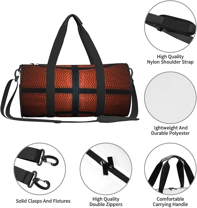 Basketball Ball Sport Appearance Foldable Duffle Bag For Women - Workout Bag For Gym Men - Boy Gym Bag - Girls Small Weekender Duffel Bag - Packable Luggage Bag For Travel Sports