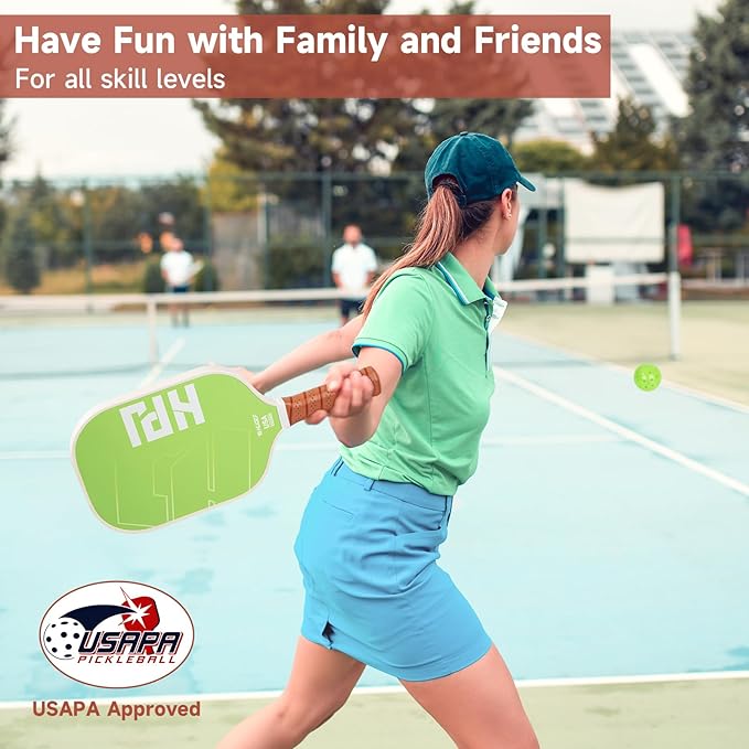 HUDEF USAPA Pickleball Paddles Set: Graphite & Fiberglass Honeycomb Core, 4 Outdoor Balls, PU Leather Carry Bag