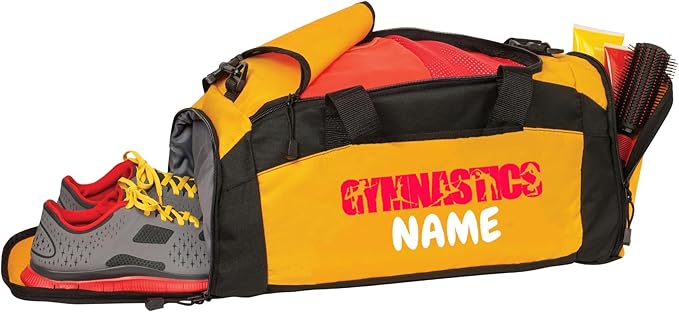Personalized Gymnastics Bag and Dance Bag for Girls | Premium Dance Duffle Bag | Ideal Gymnastics Gifts | Customizable Gymnastics Duffle Bag, Gold, BG970-SPORTS