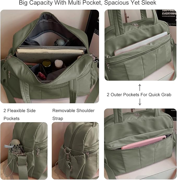 Gym Bag Sport Duffel Overnight Weekender Travel Bag with wet pocket and shoe pocket M01-Army green