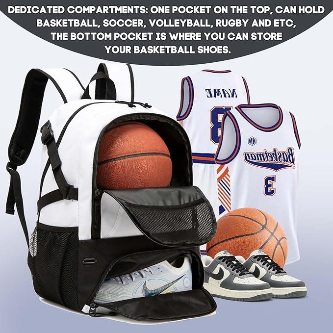 Basketball Bag Backpack, Large Capacity Sports Equipment Bags for Basketball, Soccer, and Volleyball.