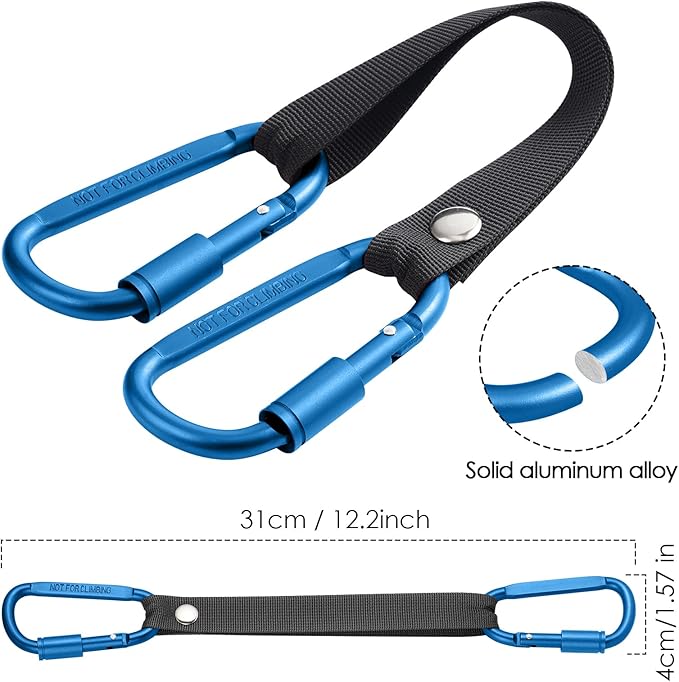 Bag Hook for Fence, Aluminum Alloy Carabiner Strap for Hanging Baseball Softball Pickleball Tennis Bags (Blue 2)