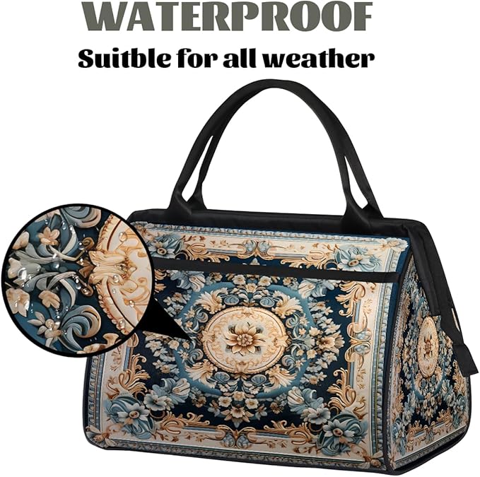 Travel Duffle Bag, Ethnic Mandala Florals Overnight Weekender Tote Bag for Women Men Waterproof Carry On Luggage with Zipper Lightweight Sport Gym Bag for Traveling Yoga Camping Traveling Gifts