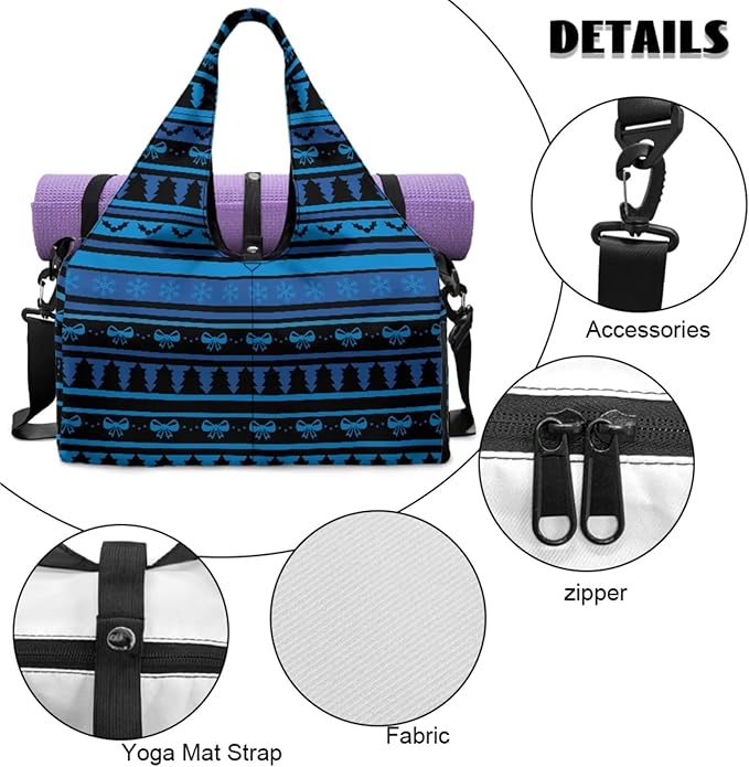 ZCFYGDX Yoga Gym Bag with Removable Adjustable Shoulder Strap, Shoe Compartment & Top Yoga Mat Holder 17.72x8.66x9.84in