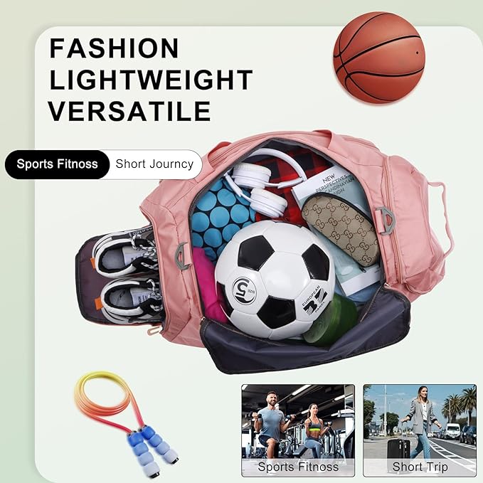 HUA ANGEL Waterproof Gym Duffel Bag for Men Women with Shoe Compartment for Travel Fitness Workout Football Pickleball Tenis