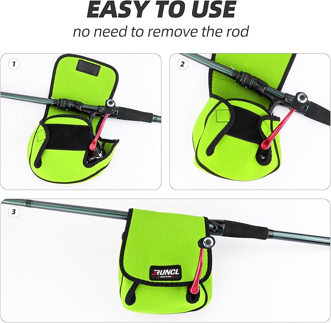 RUNCL Spinning Reel Bag – Protective Storage Pouch for Baitcasting Reels & Spinning Reels, Lightweight & Durable, Ideal for Freshwater & Saltwater Fishing Trips (Green & Black)