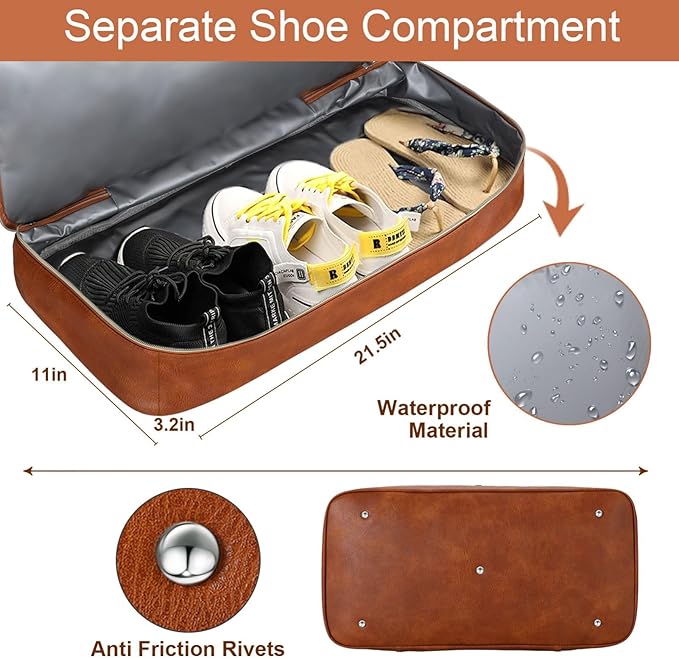 Weekender Bag for Women, Travel Duffel Bag Carry On Overnight Bag with Shoe Compartment Large Nylon Travel Weekend Tote Bag