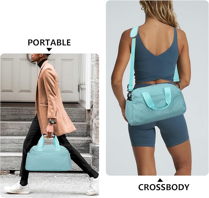 14 inch Small Gym Bag for Women & Men, Mini Duffel Bag for Travel Sports Lightweight Carry On Bag (Light Green)