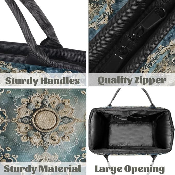 Travel Duffle Bag, Mandala Flower Carpet Floral Overnight Weekender Tote Bag for Women Men Waterproof Carry On Luggage with Zipper Lightweight Sport Gym Bag for Traveling Yoga Camping Traveling Gifts