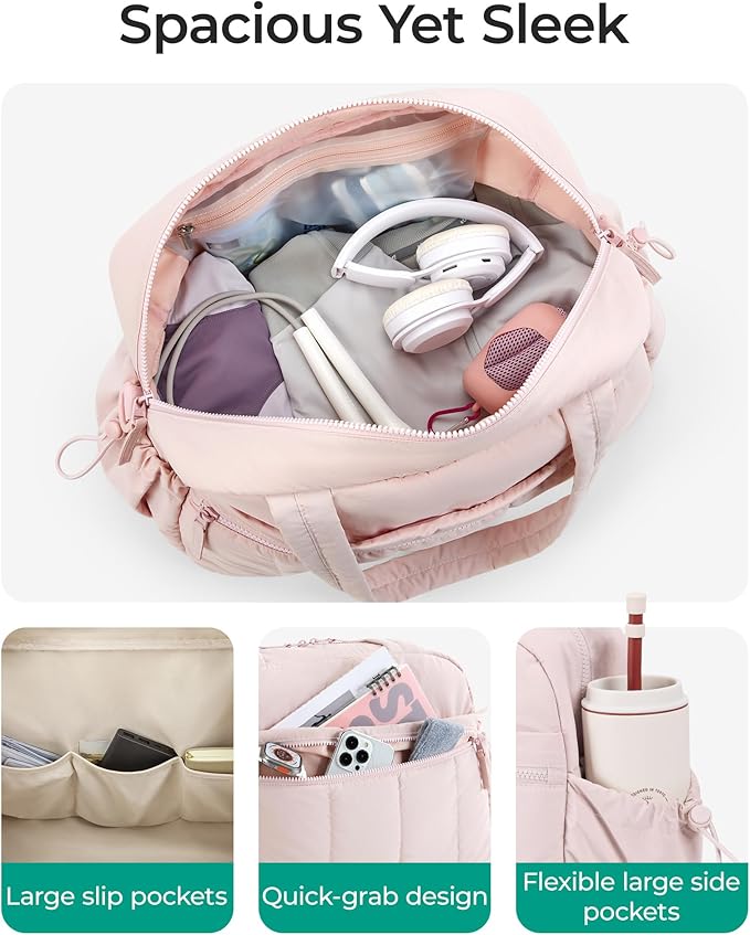 BAGSMART Gym Bag for Women, Duffle Bag for Travel with Wet Pocket, Lightweight Carry on Weekender Duffel, Water Resistant