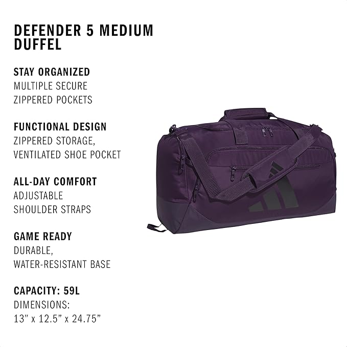 adidas Defender 5 Duffel Bag – Premium Duffle for Sports, Gym & Travel