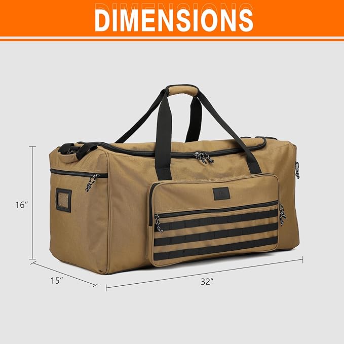 120L Extra Large Gym Duffle Bag for Men Women with Shoes Compartment Heavy Duty Tactical Sports Duffel Bag Big Football Baseball Basketball Soccer Hockey Team Equipment Bag, Brown