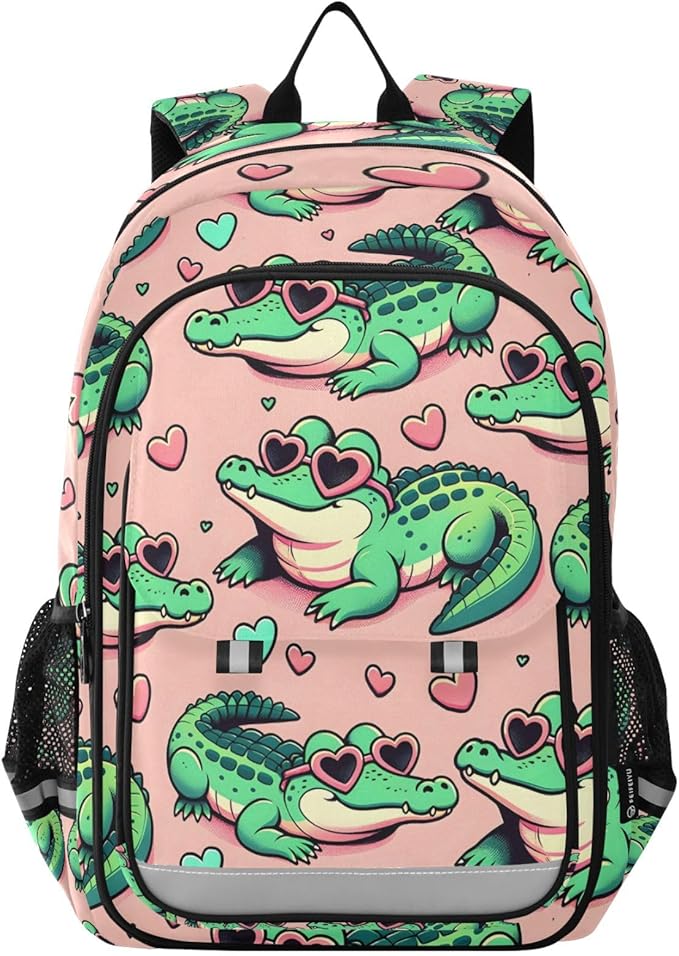 Alligator Crocodiles Laptop Backpack Purse for Women Men School Bag 17 Inch Bookbag Student Boys Girls Travel Casual Daypack