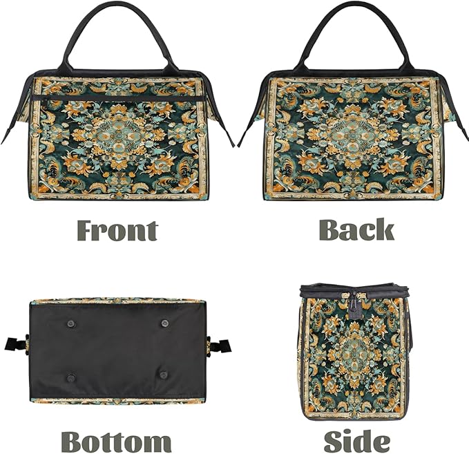 Travel Duffle Bag, Carpet Flower Patterns Overnight Weekender Tote Bag for Women Men Waterproof Carry On Luggage with Zipper Lightweight Sport Gym Bag for Traveling Yoga Camping Traveling Gifts