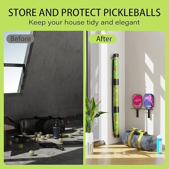 17 Balls Pickleball Ball Retriever & Ball Holder Storage with Strap, Back Saver for Pickleball Accessories, Quick for Pickleball Tube Ball Pickup