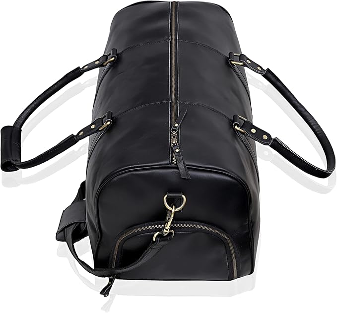 Leather Travel Bag,Weekender Overnight Bag Leather Large Carry On Bag Travel Tote Duffel Bag for Men & Women