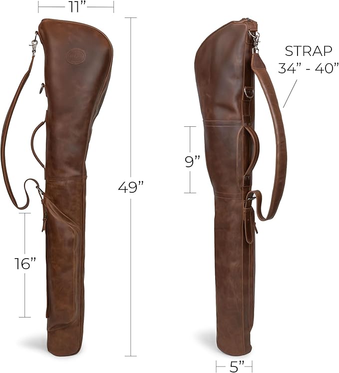 Littlefield & Co., Leather Travel Golf Club Carry Bag with Detachable Shoulder Strap, Golf Travel Bag for Airlines, Golf Club Case, Flightsafe Cover for Men, Caddy Covers, Flight Suitcase