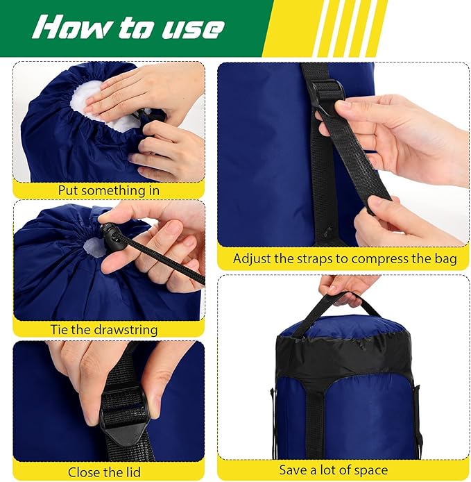 5 Pcs Compression Sacks for Backpacking 5L/10L/15L/20L/35L Camping Sleeping Bag Stuff Sack Water Resistant Sleeping Bag Storage Sack for Space Saving Hiking Gear
