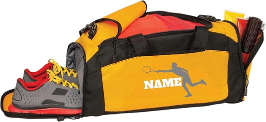 Personalized Sports Duffle Bag with Shoe Compartment (Tennis(Male), Gold)