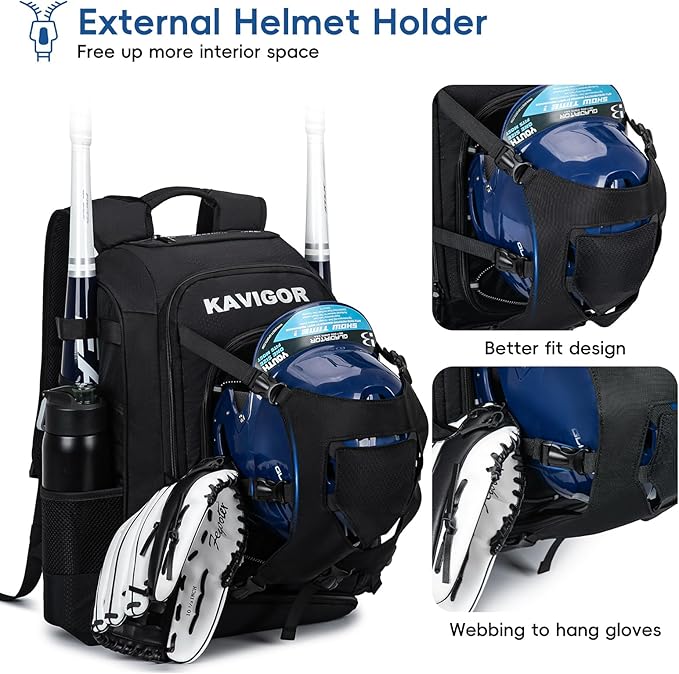 Baseball Bag for Youth and Adult, Softball Backpack 50L Large Capacity, Equipment Backpack with Laptop Compartment and Charge Port