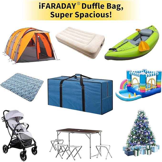 155L Oversized Duffle Bag - 42” Extra Large Heavy Duty Water Resistant Travel Bag for Camping Moving Storage (Blue)