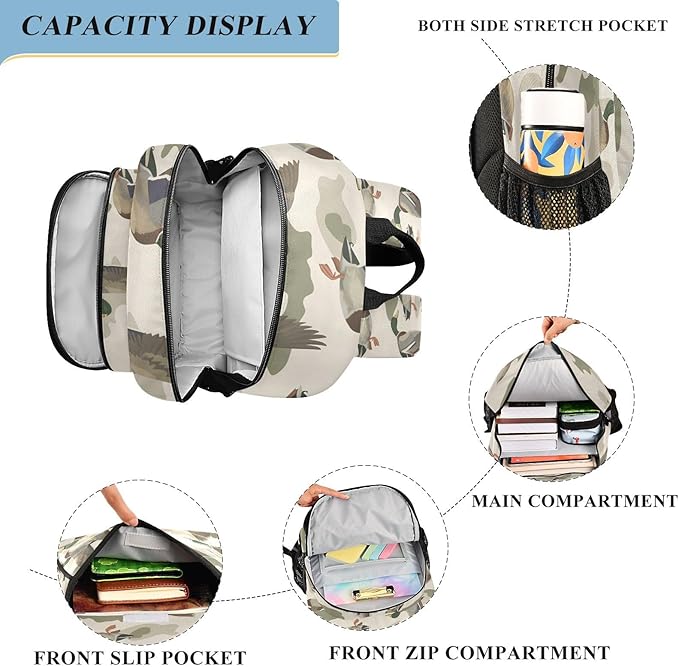 ALAZA Wild Duck Camouflage Laptop Backpack Purse for Women Men School Bag 17 Inch Bookbag Student Boys Girls Travel Casual Daypack