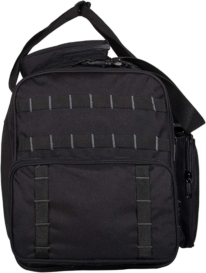 K-Cliffs Tactical Range Duffel Heavy Duty Large Gear Duffle Durable Quality Travel Sports Gym Equipment Bag Military Molle with Lockable Zippers with US Flag Patch 33 Inch Black