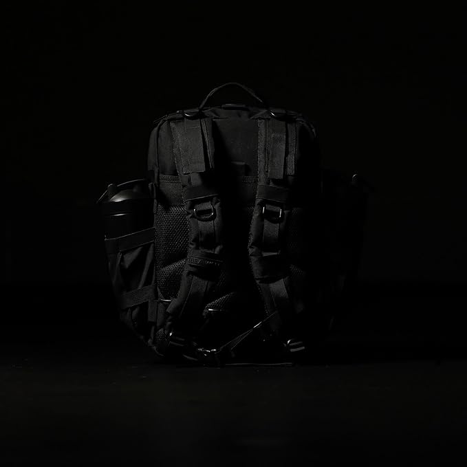 WOLFpak 35L Athletic Gym Backpack - Durable 1000D Waterproof Oxford Material with MOLLE Webbing, Laptop Pocket & Dual Cup Holders, Durable Fitness/Travel/Military Daypack (NightShade Edition)