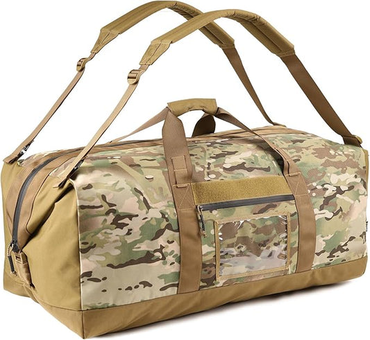 130L Tactical Travel Duffle Bag Large Capacity Waterproof Full-Access Opening Foldable Military Backpack Travel for Outdoor Camping Hunting Weekender Gym Traveling Workout Deployment