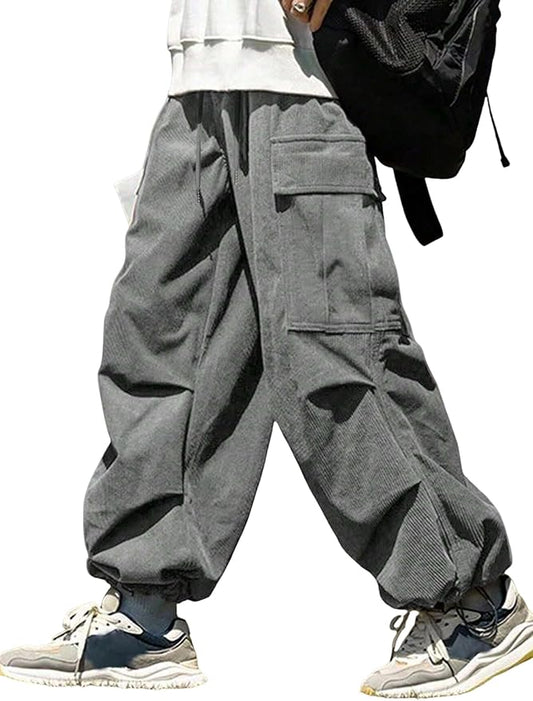 ZAFUL Men's Parachute Pants Casual Baggy Cargo Drawstring Trouser