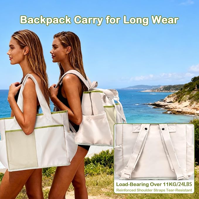 Odoland Soft Cooler Bag, Collapsible Leakproof Insulated Cooler Bag with Multi-Pocket Design, Portable Soft Side Cooler Backpack for Beach, Picnic, Camping, Travel and Daily Use for Women