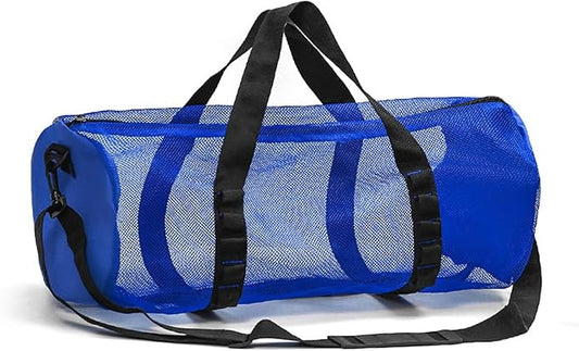 Diving Scuba Surfing Snorkeling Dive Mesh Beach Bag Duffle Bags with Zipper and Adjustable Shoulder Strap 43L and 113L Options for Travel Fitness Camping Swim Gym Gears Balls