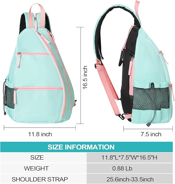 Aloof Pickleball Bag, Adjustable Pickleball, Racketball Sling Bag, Backpack with Water Bottle Holder