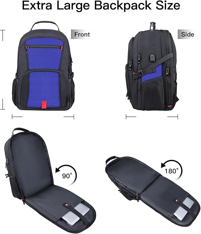 ANTERK Extra Large Backpack, Travel Backpack, Sturdy TSA Water Resistant 17.3 Inch Backpacks with USB Port, Anti Theft Business Computer Backpacks Gifts for Men Women, Dark Blue