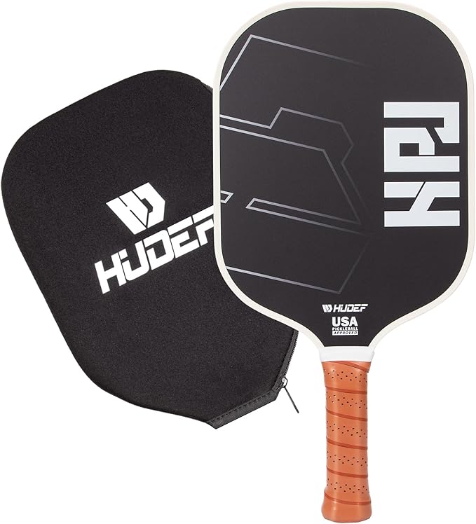 HUDEF USAPA Pickleball Paddles Set: Graphite & Fiberglass Honeycomb Core, 4 Outdoor Balls, PU Leather Carry Bag