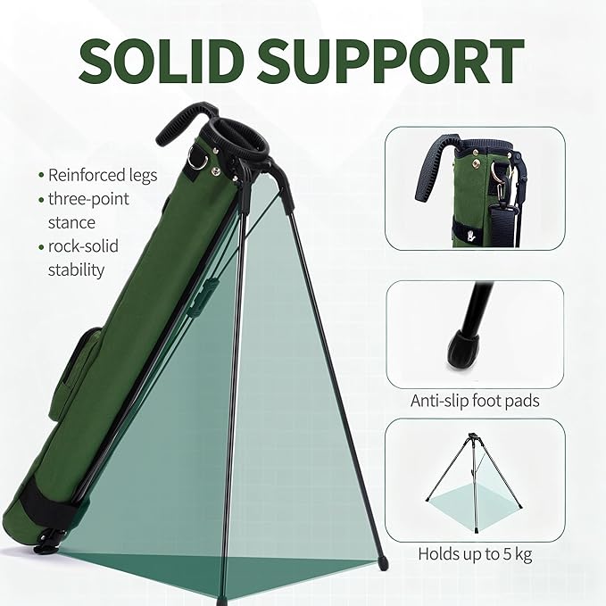 Camboke Lightweight Golf Stand Bag, Portable and Durable Golf Carry Bag with Padded Strap and Pocket, Sunday Bag for The Driving Range, 2-Way Divider Practice Bag for Men and Women