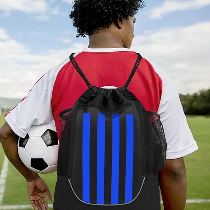 KAEGREEL Drawstring Soccer Bag Basketball Backpack for Kids Teens, Foldable Sports Bags Detachable Ball Mesh Bag for Gym Yoga Football Baseball