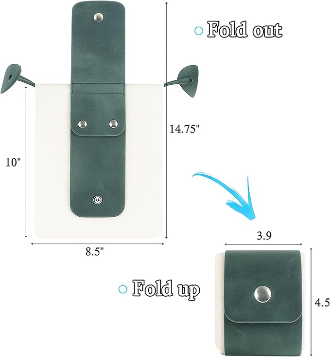 Toprank Leather Foraging Pouch – Collapsible Canvas and Leather Belt Bag for Hiking, Mushroom, Rock & Shell Collecting (Green/Off-White)