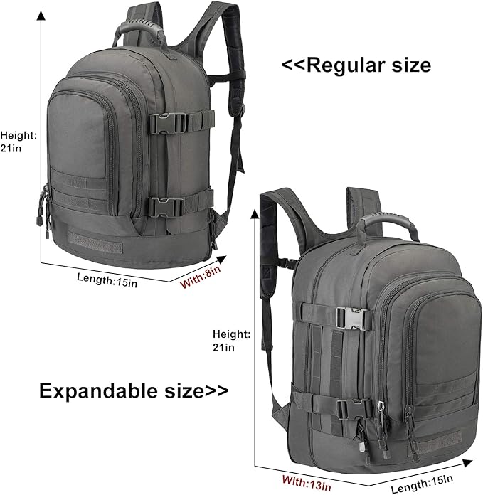 ZSearARMY Tactical Backpacks Assault Pack 3 Day Bag Expandable Backpack Out Bag Classic Case Travel Hiking(Gray, Not with Belt)