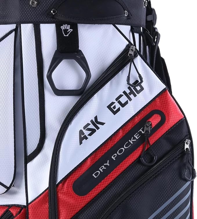ASK ECHO T-Lock Golf Cart Bag with 14 Way Organizer Divider Top, Premium Cart Bag with Handles and Rain Cover for Men