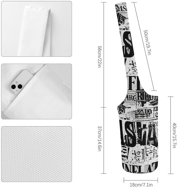 Aiyoolee Single Shoulder Yoga Mat Carrier Bag Portable Spacious with Pocket for Yoga Gym Fitness Travel